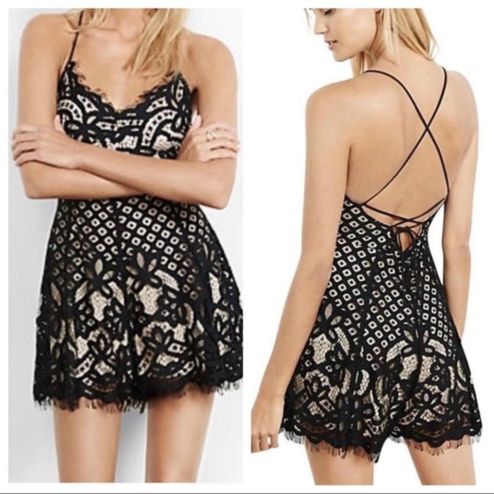 Black lace romper